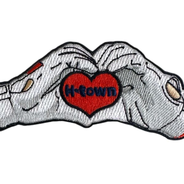 H-Town honkbalhandschoen met hart geborduurde opstrijkpatch