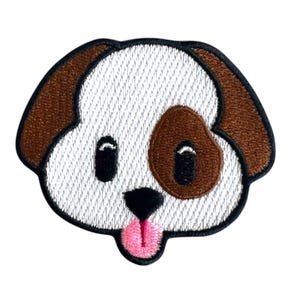 Emoticon - Geborduurde opstrijkpatch met hondenkop