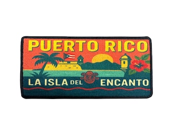 Puerto Rico Travel Patch La Isla Del Encanto Postcard Banner Embroidered Iron On