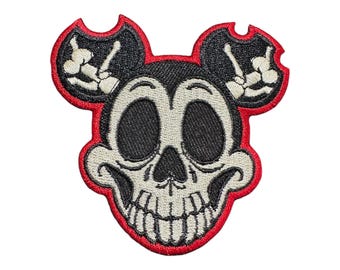 Zombie Mouse Skeleton Head Embroidered iron-On Patch