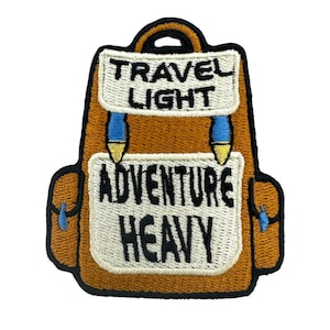 Travel Light Adventure Heavy-rugzak – Geborduurde opstrijkpatch voor wandelen en kamperen