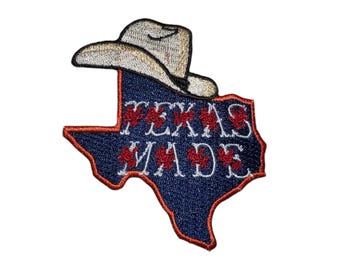 Toppa ricamata con scritta Texas Made in USA con cappello da cowboy, da stirare