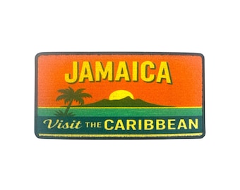 Patch de viagem para a Jamaica, cartão postal de férias no Caribe, banner bordado termocolante.