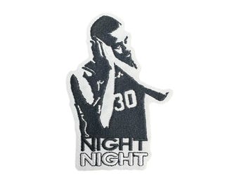 Night Night Curry Silhouette Patch California Basketball Player Embroidered Iron-On