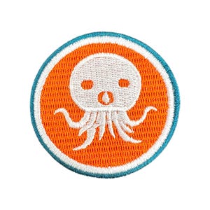 Orange Octopus Cartoon Logo Kids Hat Badge Embroidered Iron-On Patch
