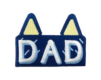 Blaue Hunde Ohren Patch Cartoon Papa Logo Hut Abzeichen gestickt Bügelbild