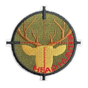 Deer Hunting Season Patch Head Hunter Crosshairs Embroidered Iron-On