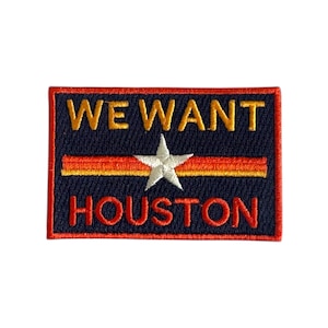 We Want Houston Box Logo Embroidered Iron-On Hat Patch