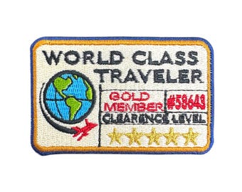 World Class Traveler Bag Tag Embroidered Iron-On Patch