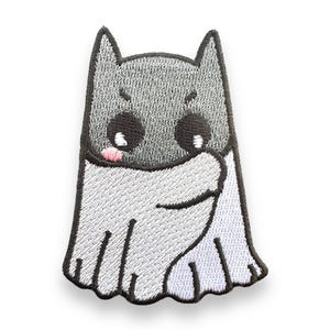 Cute Bat in Spooky Halloween Ghost Costume Embroidered Iron On Patch