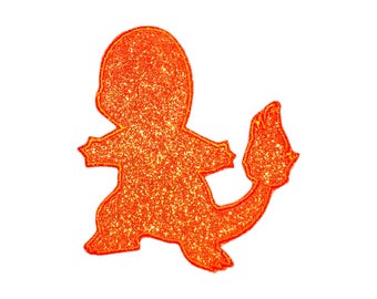 Glitter Monster Patch Fire Type Lizard #0004 Embroidered Iron-On