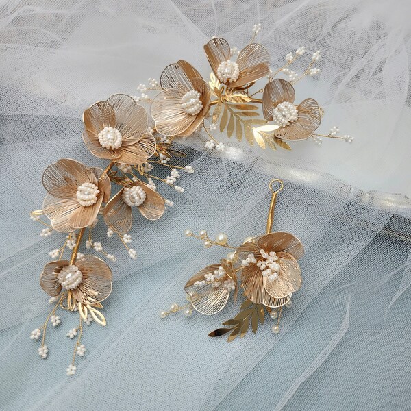 champagne wedding headpiece