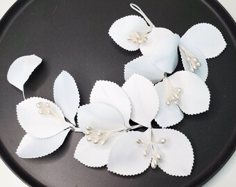 Lace Feather Sequin Leaf Bridal Headpiece White Sawn Dance  display picture 3