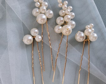 4pcs Bridal Pearl Pearls hair Pin Set headpiece Hairpiece silver gold evening event Minimalist Hair Jewelry Bridesmaid mother of Bride gift