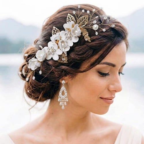 3pcs Set Bridal Headpiece Hairpiece Gold Comb Pin Feminine  display picture 3