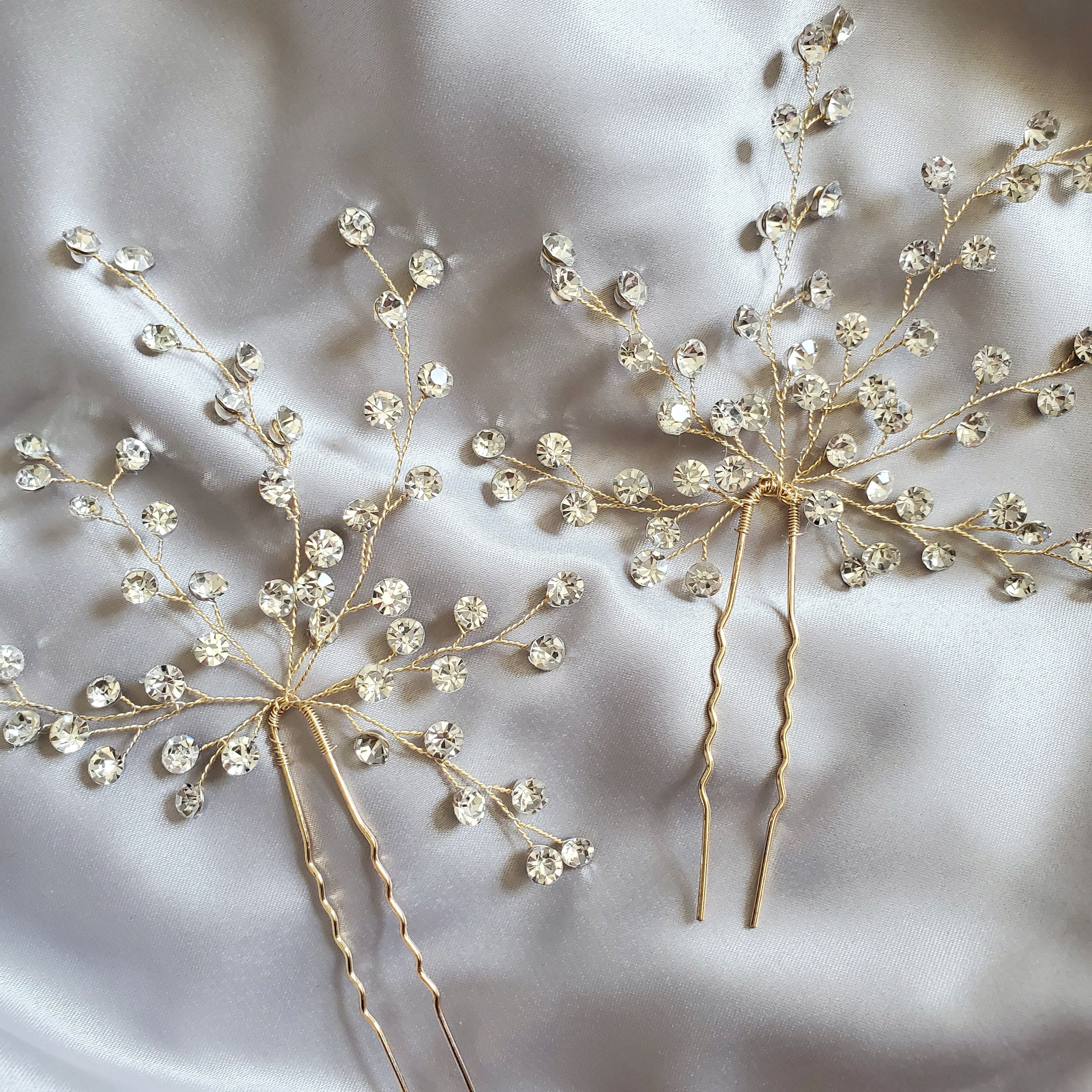 Gold Golden Sparkle Crystals Gypsophila Large Pin Sparking  display picture 1