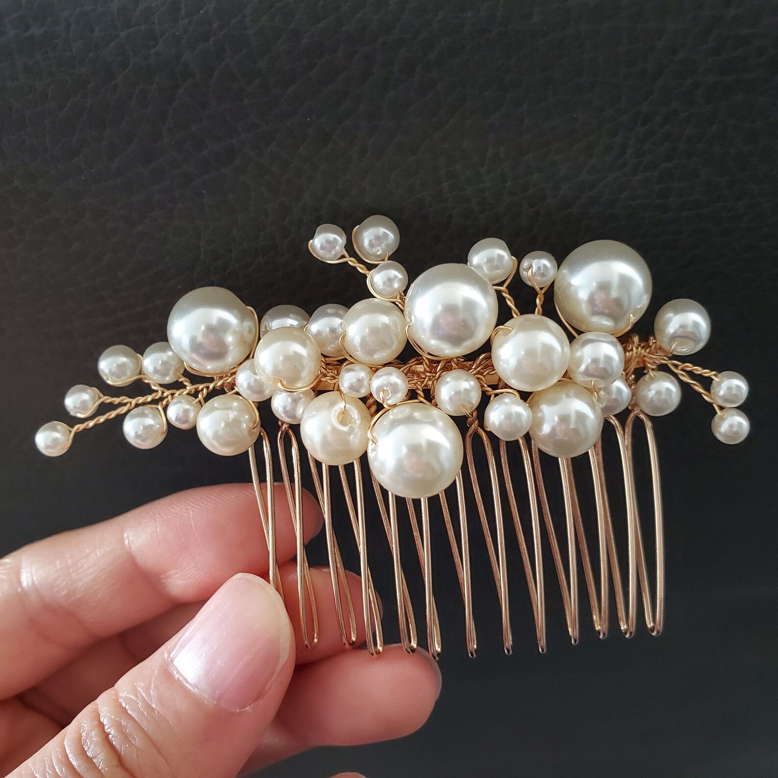Bride Comb Pin 5pcs Bridal Classy Pearl Comb Pin Set Headpiece Hairpiece White Gold ...