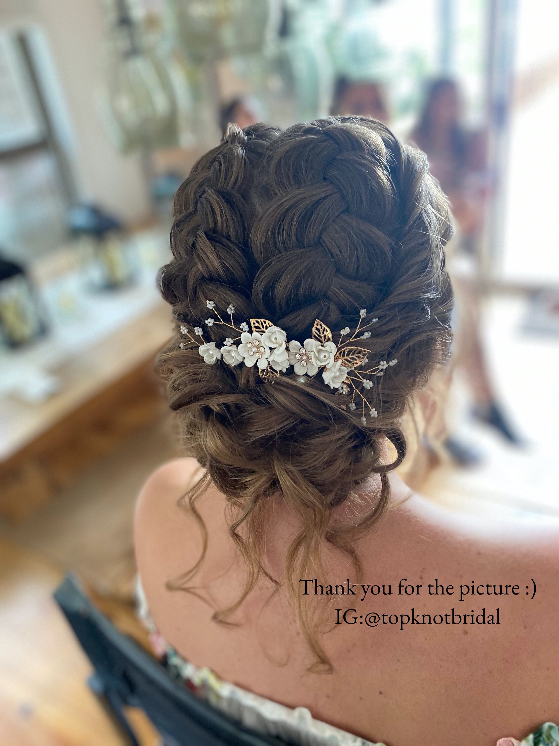 3pcs Set Bridal Headpiece Hairpiece Gold Comb Pin Feminine 