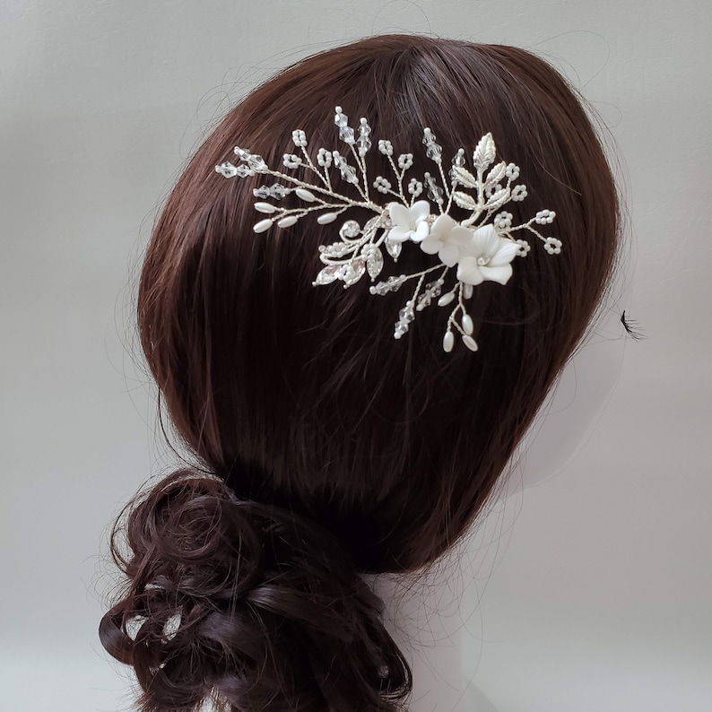 Floral Pin Headpiece Clip Pearl Flower girl Hairpieces Hair clip Accessory unique elegant Bride Bridal Wedding Gift