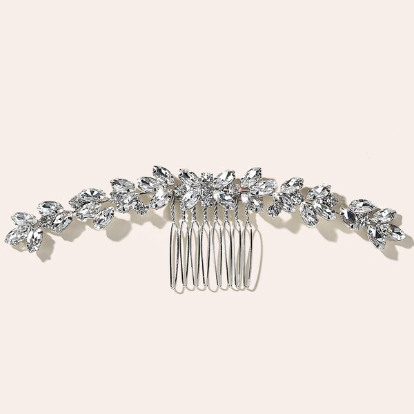 Sparkly Crystal Flower Bridal Hairpiece Veil Comb Accessory Bling bling Bridal Silver gold hair comb Wedding Gift Wedding Headpiece