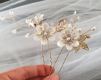 3pcs Bridal Headpiece Hair Comb Pin Set Feminine White  display picture 2