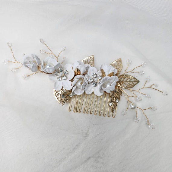 3pcs Set Bridal Headpiece Hairpiece Gold Comb Pin Feminine  display picture 2