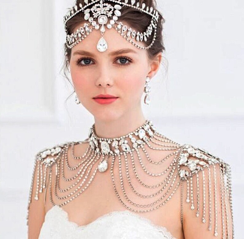 Exaggerate Bridal Sparkly Crystal Body Jewelry Shoulder Chain Etsy