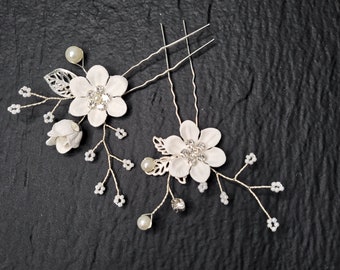 3pcs Bridal Headpiece Hair Comb Pin Set Feminine White  display picture 1