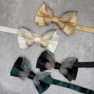 Eine von einer Art Bräutigam weiße seidige Sateen dekorative Schmetterling Fliege Fliege Champagner Gold Hochzeit Geschenk Abend Fliege Gala Abschlussball