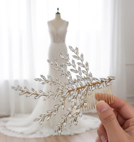 Bridal Sparkling Crystal Large Side Headpiece Flower Jewelry  display picture 2