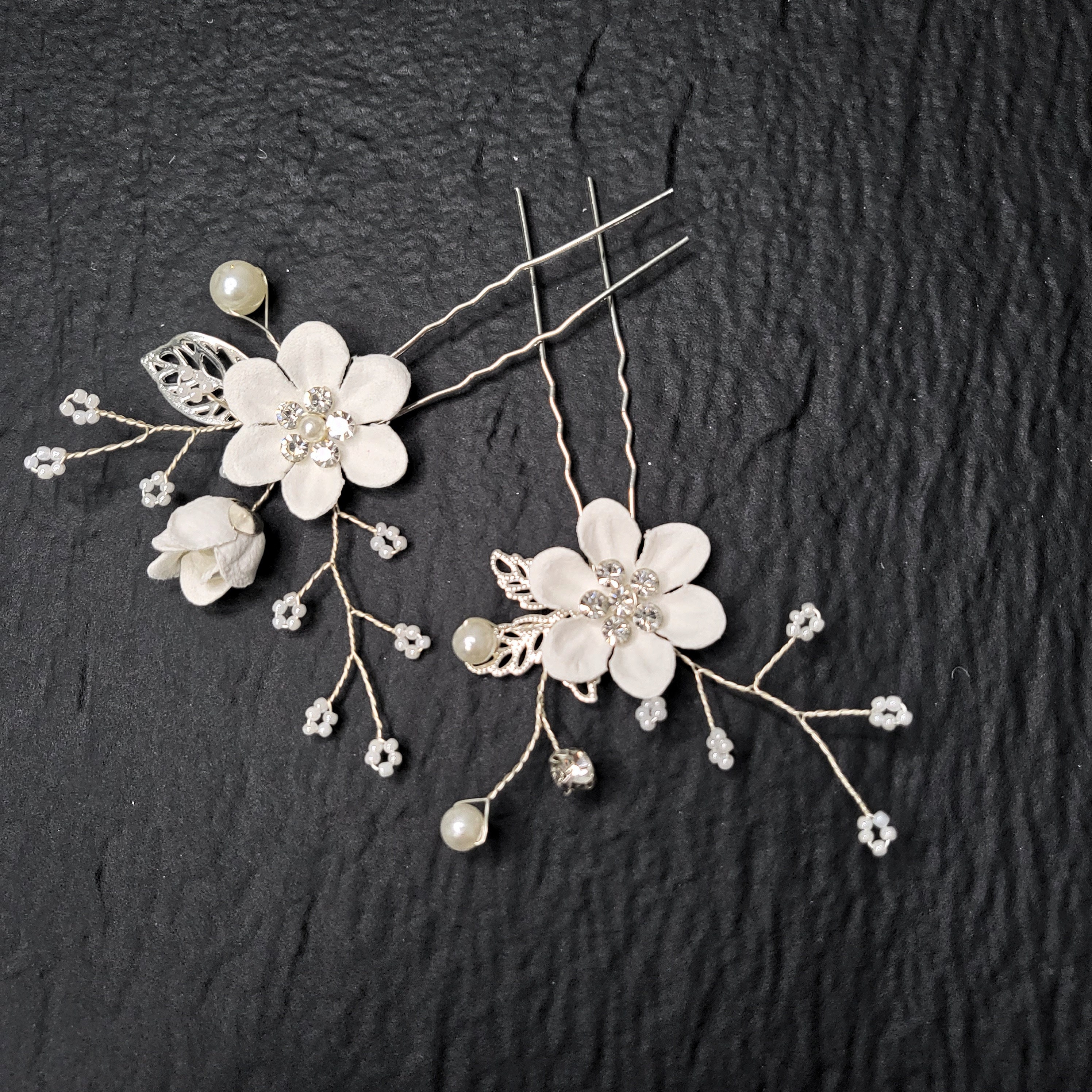 3pcs Set Bridal headpiece Hairpiece gold comb floral feminine white Flower metal 3pcs Set Bridal Headpiece Hairpiece Gold Comb Pin Feminine  main image 4