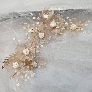 Due toni Oro rosa pallido fiori metallo floreale Sposa Copricapo oro bicolore romantico pettine per capelli Fiore copricapo regalo sposa matrimonio ballo di fine anno