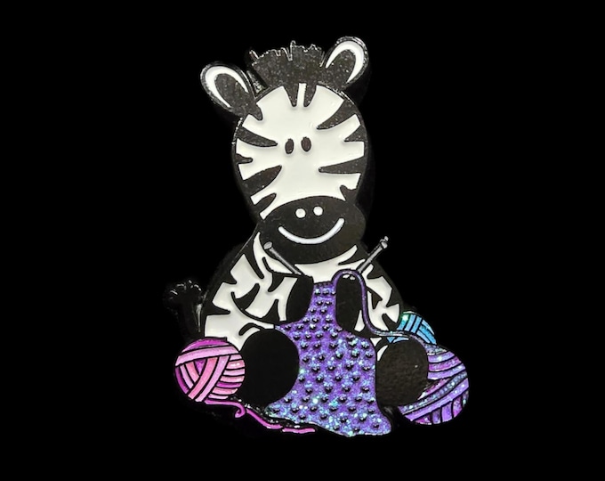 EXCLUSIVE Knitting Zebra Cute Enamel Pin Gift Idea