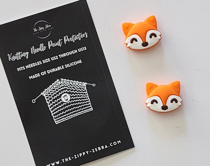 Adorable Knitting Needle Point Protectors Fox Heads