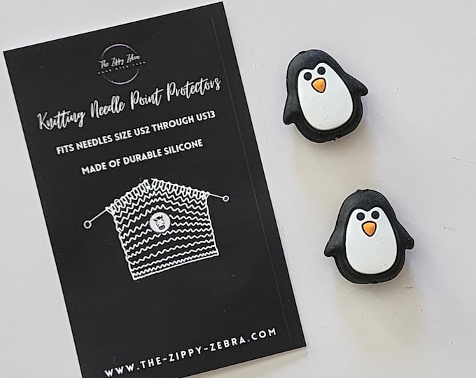 Adorable Knitting Needle Point Protectors Penguins