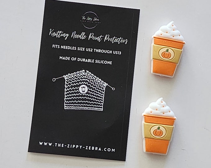 Adorable Knitting Needle Point Protectors Pumpkin Spice Latte