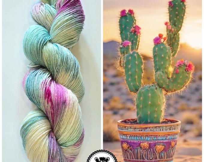 Hand Dyed Yarn: Cacti                    Available in Silk, Baby Yak blend (Wool Free)
