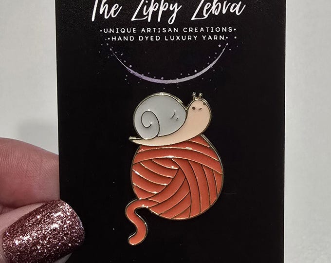 Snail on a Yarn Ball Enamel Pin Gift Idea
