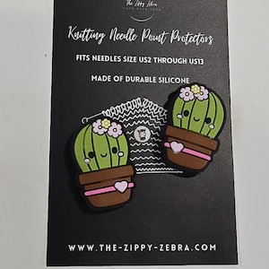Adorable Knitting Needle Point Protectors Smiling Succulent