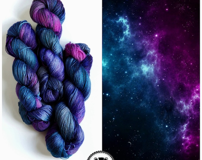 Hand Dyed Yarn: Majestic Midnight                       Available in Silk, Baby Alpaca, Linen blend (Wool Free)