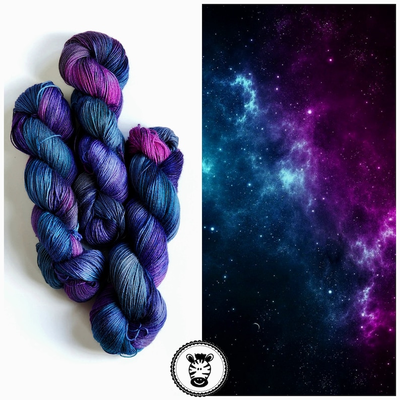 Hand Dyed Yarn: Majestic Midnight Available in Silk, Baby Alpaca, Linen blend Wool Free image 1