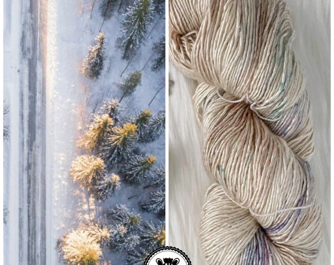 Hand Dyed Yarn: First Snow                            Available in Silk, Baby Alpaca, Yak blend (Wool Free)