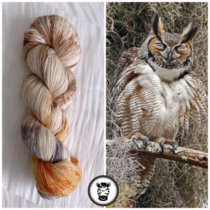 Hand Dyed Yarn: Owl                       Available in Silk, Baby Alpaca, Linen blend (Wool Free)