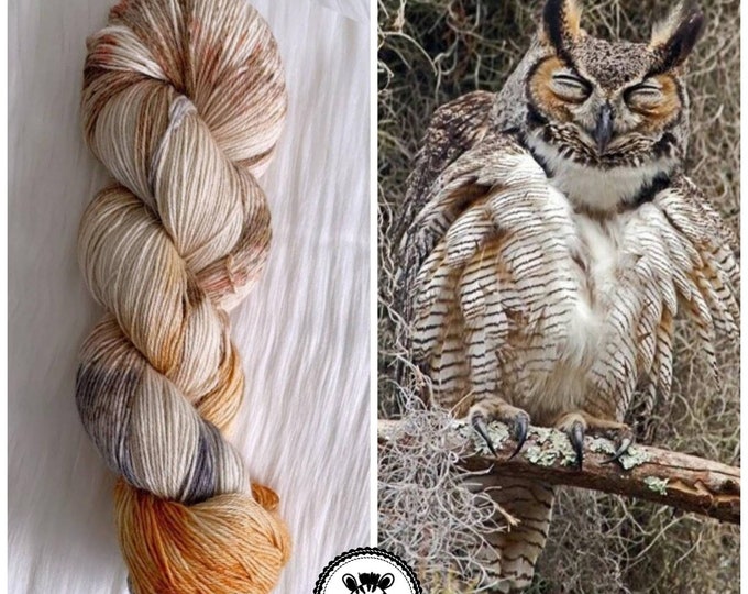 Hand Dyed Yarn: Owl                       Available in Silk, Baby Alpaca, Linen blend (Wool Free)