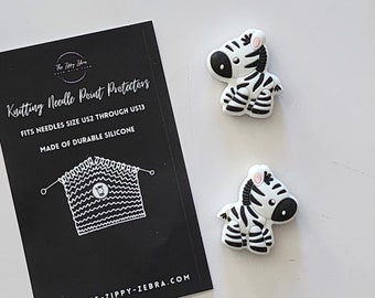 Adorable Knitting Needle Point Protectors Zebras