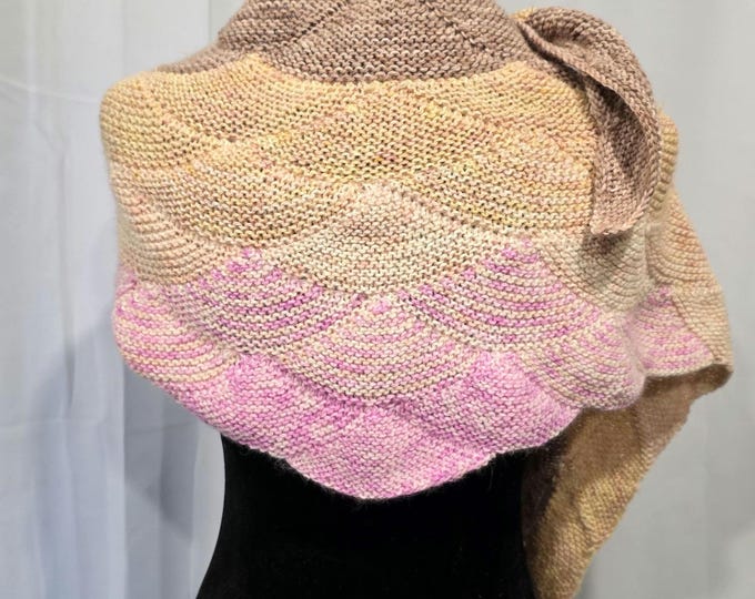 Hand Knitted Ice Cream Shawl Hand Dyed Baby Alpaca