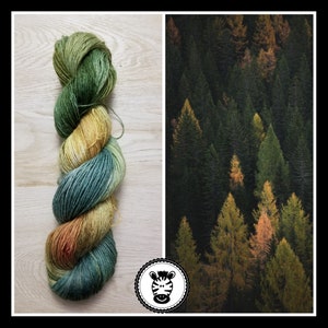 Hand Dyed Yarn: Pine Forest                       Available in Silk, Baby Alpaca, Linen or Cashmere blend (Wool Free)