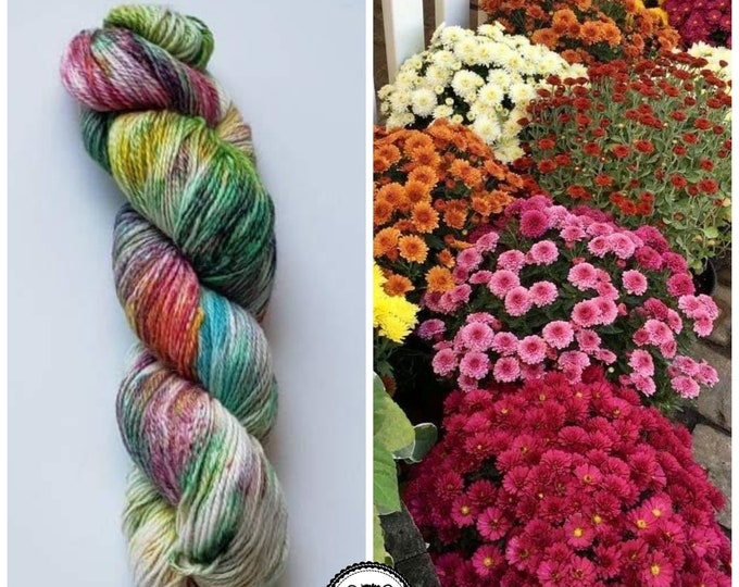 Hand Dyed Yarn: Chrysanthemum                Available in Silk, Baby Alpaca, Yak blend (Wool Free)