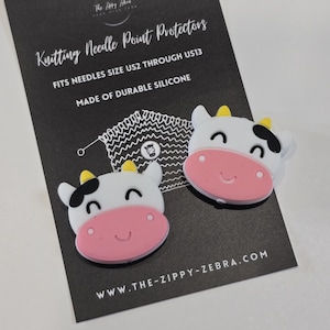 Adorable Knitting Needle Point Protectors Happy Cows
