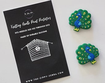 Adorable Knitting Needle Point Protectors Peacocks